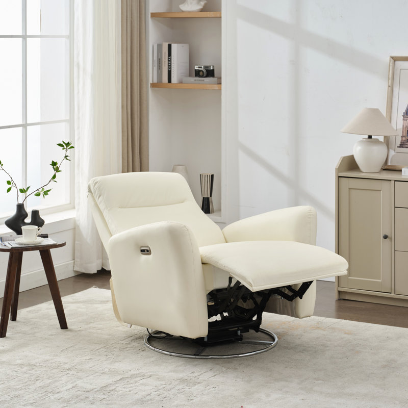 Fauteuil inclinable pivotant, fauteuil berçant et inclinable électrique 270 pour le salon, Blanc