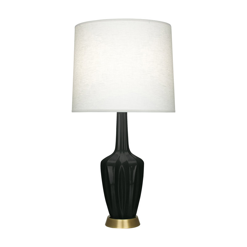 Petite lampe d'appoint Emma, H 30 po x l 6,25 po x P 15 po, Obsidienne vernie, Céramique / métal