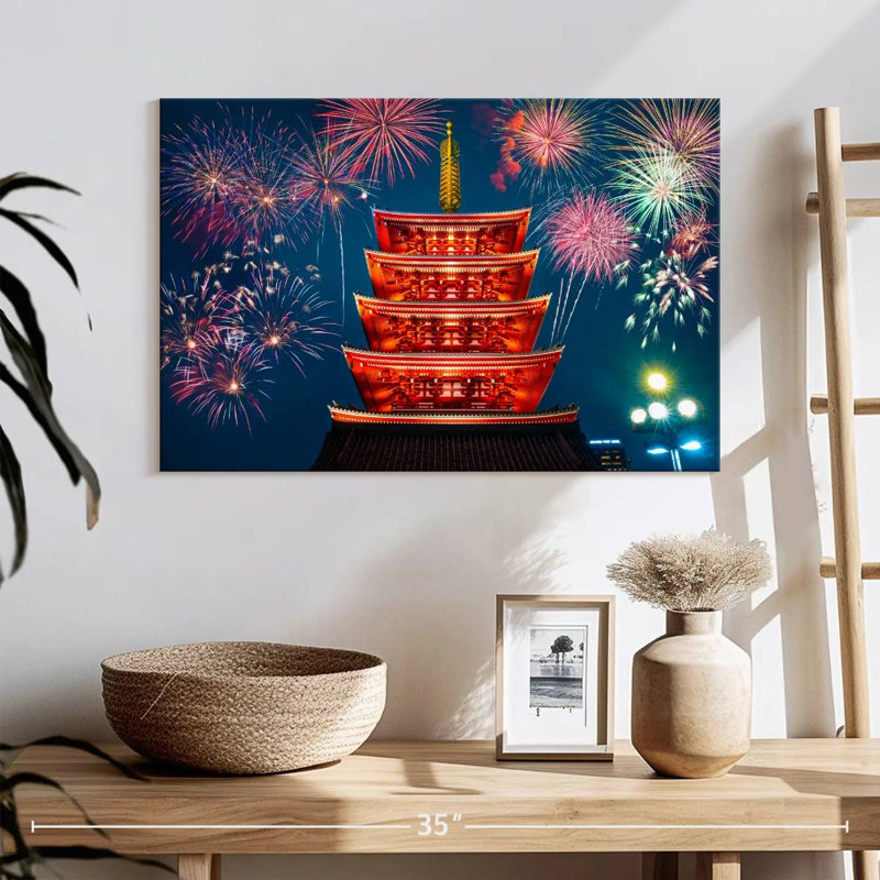 Senso ji, feux d'artifice du temple, H 16 po x l 24 po