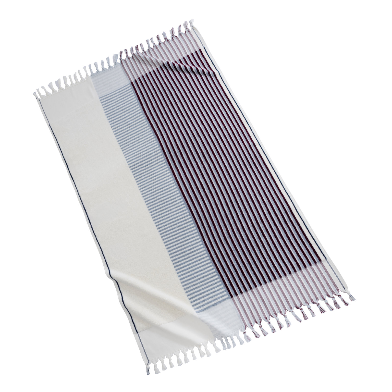 Striped Cotton Beach Towel, Navy/Cream Striped
