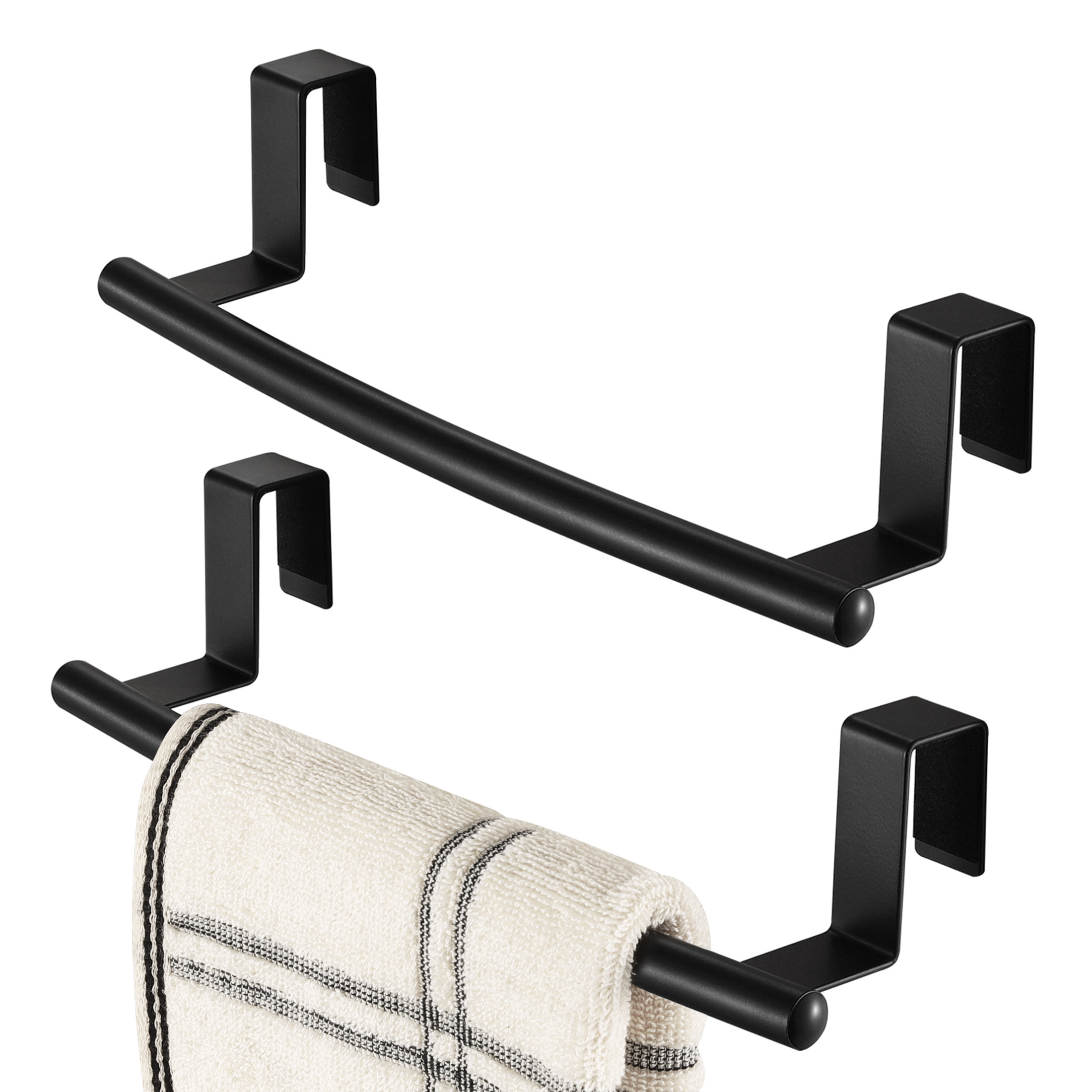 Stainless Steel Bathroom Towel Rack Set Wall Mount Towel Rack Hand Towel  Bar Hooks, 6 Piece Towel Hanger Toilet Paper Hook Holder Shelf-Matte Black