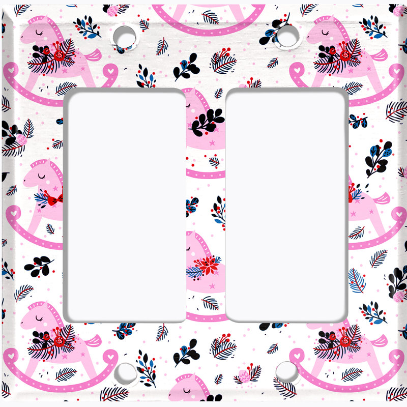 Ornement de Noël, plaque murale à 2 interrupteurs à bascule pour chambre d'enfant, Blanc/rose