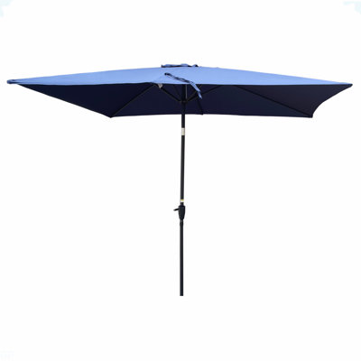 Parasol imperméable d'extérieur 6 x 9 pi avec manivelle et bouton poussoir inclinable sans rabat pour le jardin