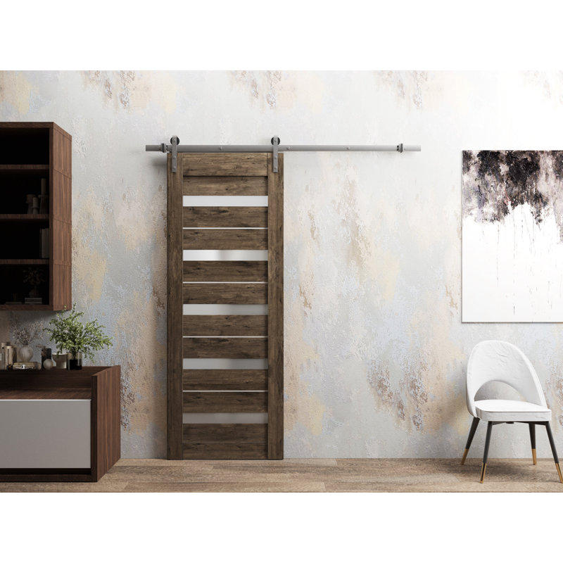 Porte de grange en bois givré Quardo, Noyer, 18 po x 84 po