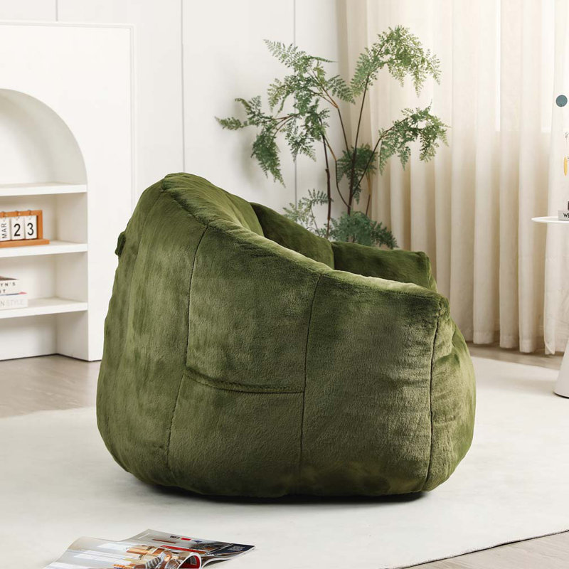 Fauteuil à billes, Imitation fourrure verte