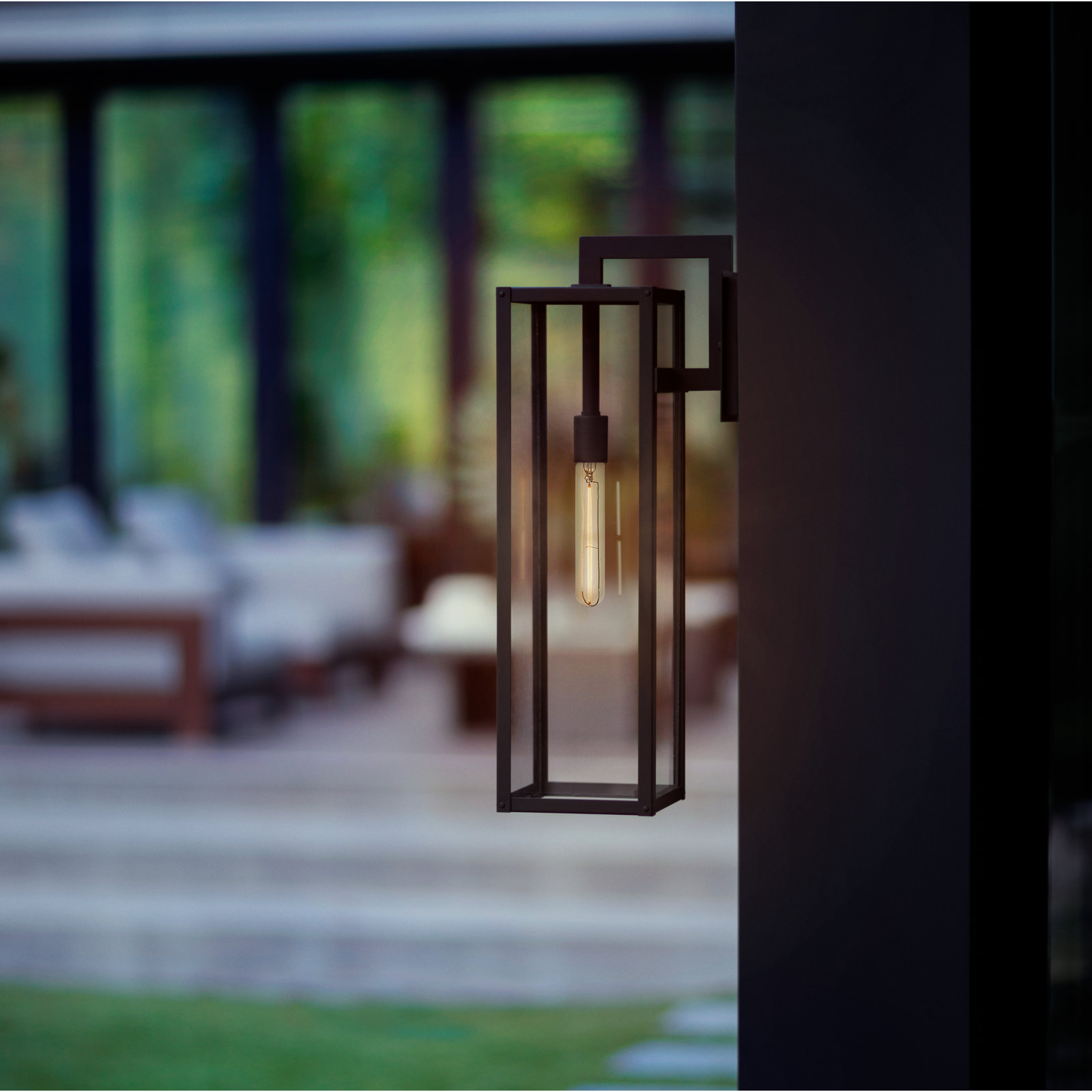 Caliana Single Light Outdoor Wall Light, 25" H x 7" W x 10.5" D, Black