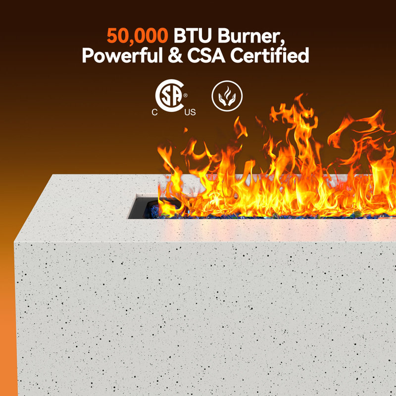 13’’ H x 43’’ W Propane Fire Pit Table with Hidden Tank Design, 50,000 BTU Metal Outdoor Gas Fire Table