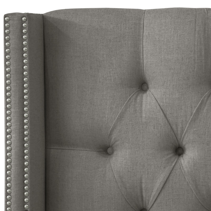 Headboard, Full, Classic Grey Linen