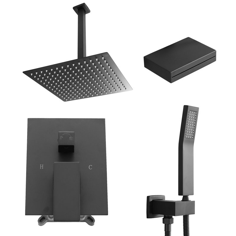 Complete Shower System with Rough in-Valve, Matte Black