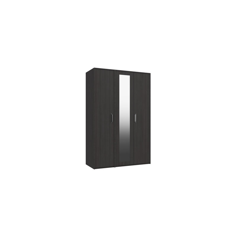 Zakariyah 3 Door Manufactured Wood Wardrobe, Anthracite Oak