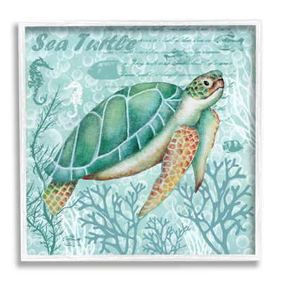 «Sea Turtle», ensemble de textures de corail détaillées, giclée, art texturé par Emma Leach