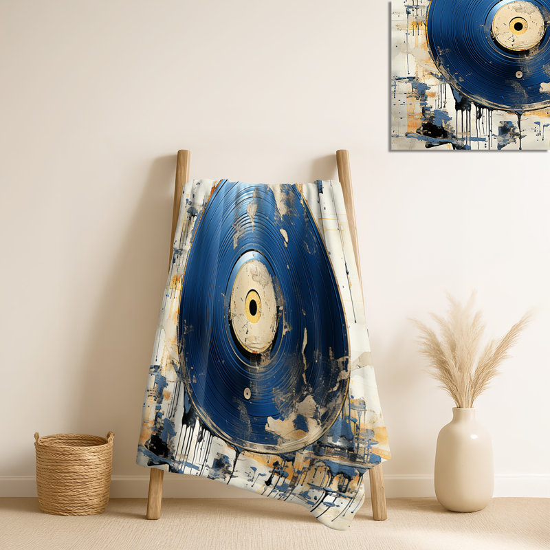 Jeté en vinyle blanc et bleu Melody