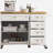Covered 52-inch Kitchen Island, Embossed Kitchen Island, Rolling Spice Rack, Towel Rack, 2 Doors, 5 Drawers, Kitchen Storage Cart with Adjustable Shelves, White-1479295875