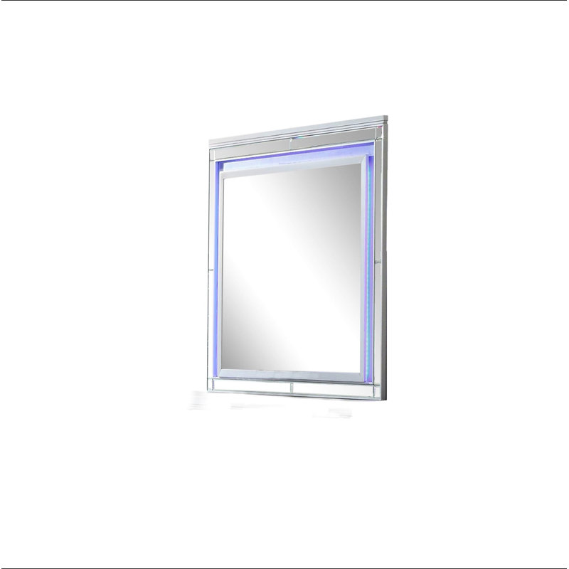 Miroir Sterling avec cadre DEL fabriqué en bois, Argent argent
