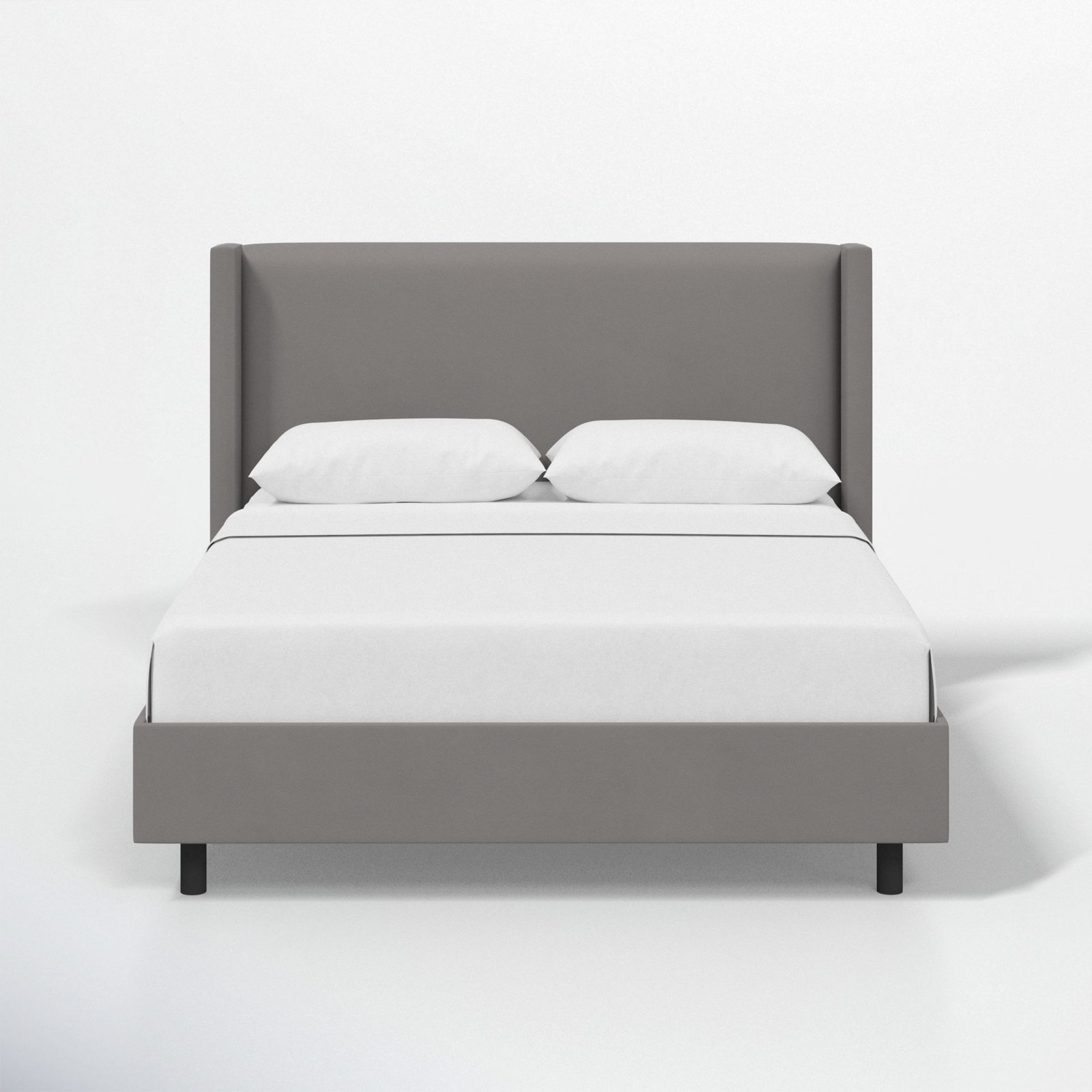 Hanson Upholstered Wingback Platform Bed, Full, Classic Otter Performance Velvet