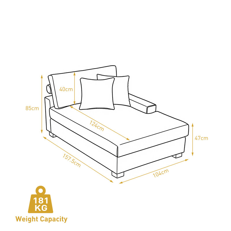 Milbrey Desborough Chaise Lounge, Right Hand Facing, Green