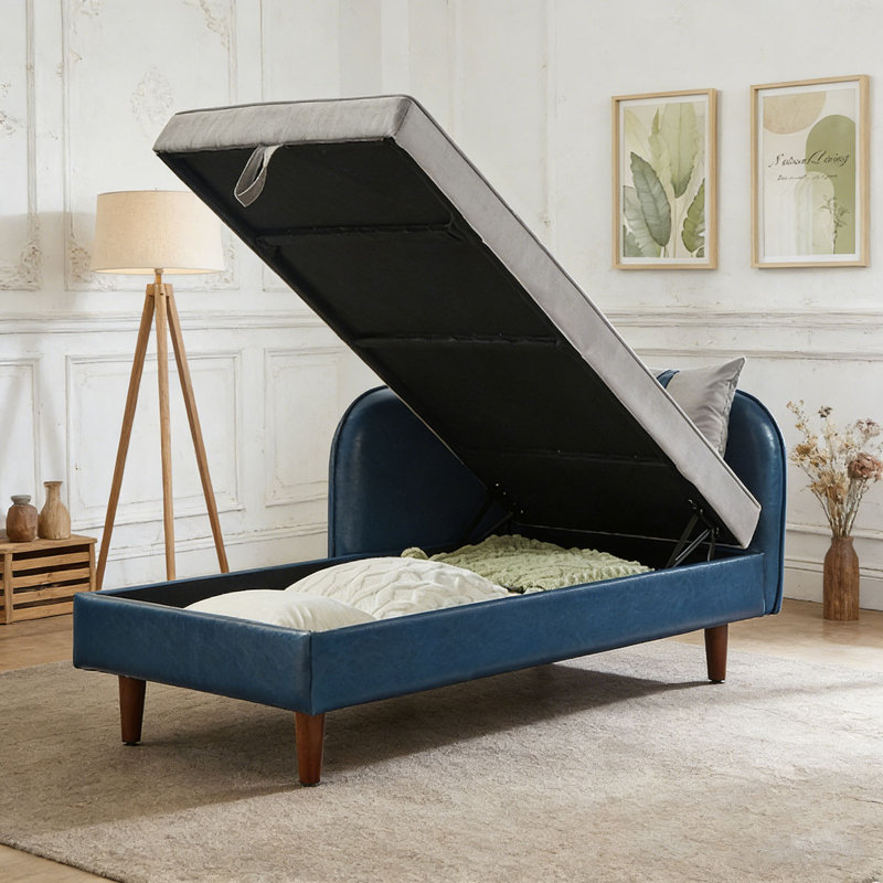 Méridienne de rangement 65 ", Bleu et gris