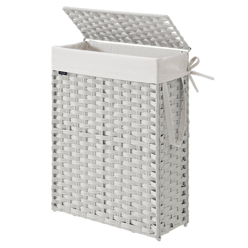 Laundry Basket With Lid And Handles, White
