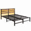 Lit plateforme grand lit, lumières, tête de lit en bois, cadre de rangement en métal avec tablette, nuits calmes, aucun sommier requis-121016345-121016346