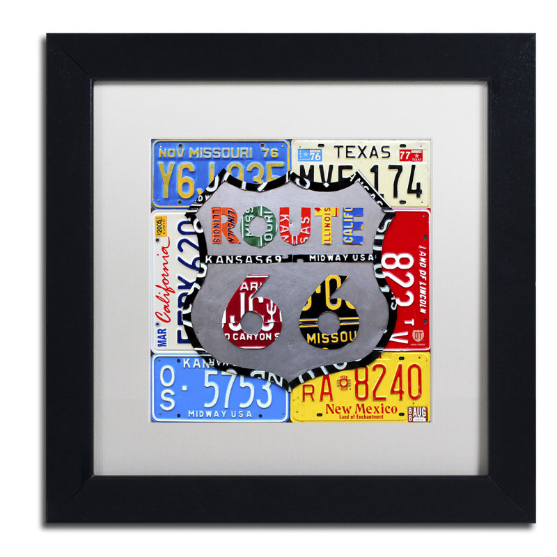 « route 66 », impression encadrée sur toile encadrée, H 11 po x l 11 po x P 0,5 po, Blanc