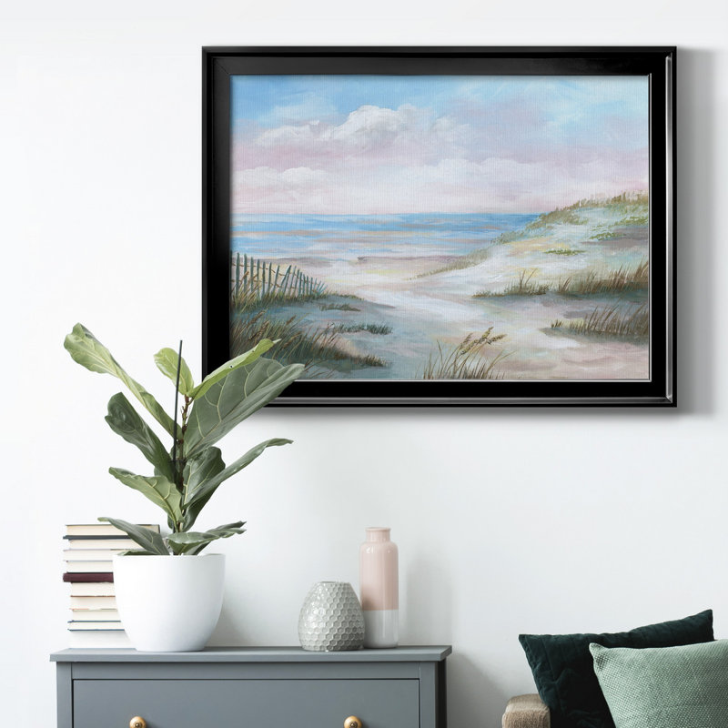 Seaside Dunes, toile encadrée de qualité supérieure - prête à être accrochée, Cadre noir, H 26,5 po x l 36,5 po x P 1 po