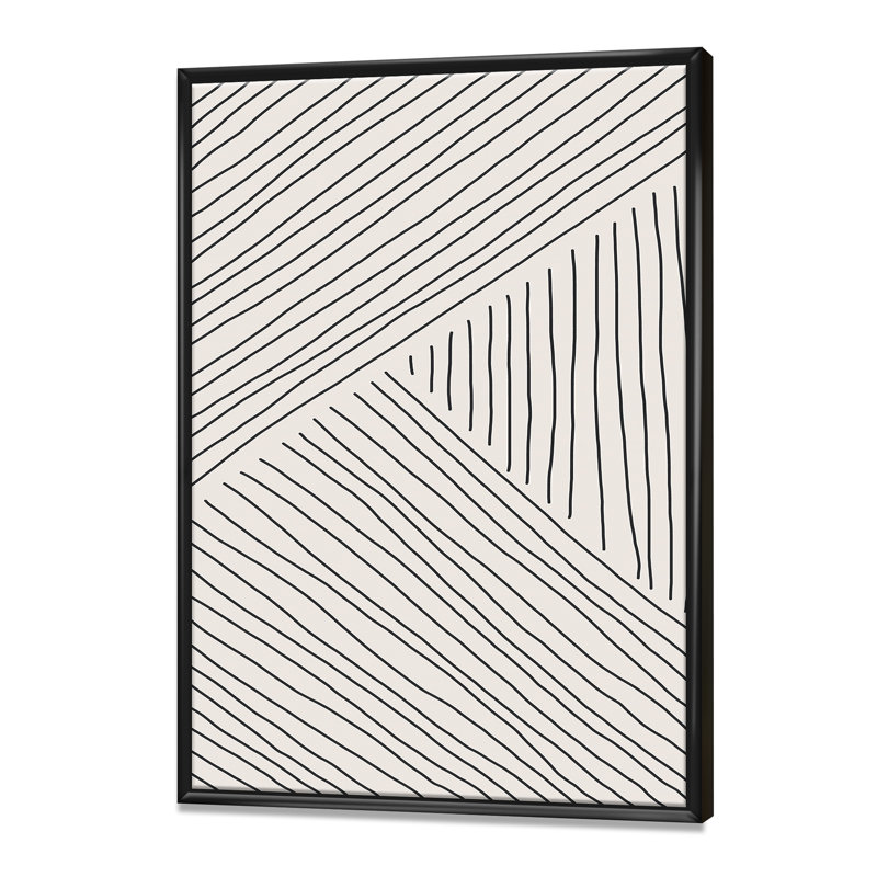 Minimal Geometric Lines II - reproduction de cadre flottant sur toile, Toile avec cadre noir, H 40 po x l 30 po x P 1,5 po