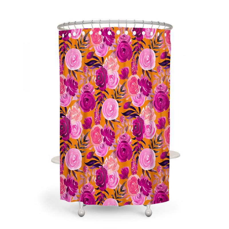 Rideau de douche Boon, H 83 po x l 70 po, Mauve / orange
