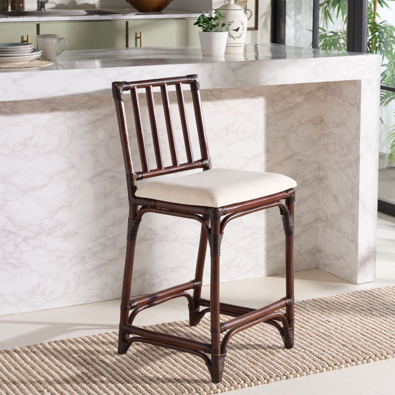 Mylinda Barstool with Cushion, Chocolate Brown