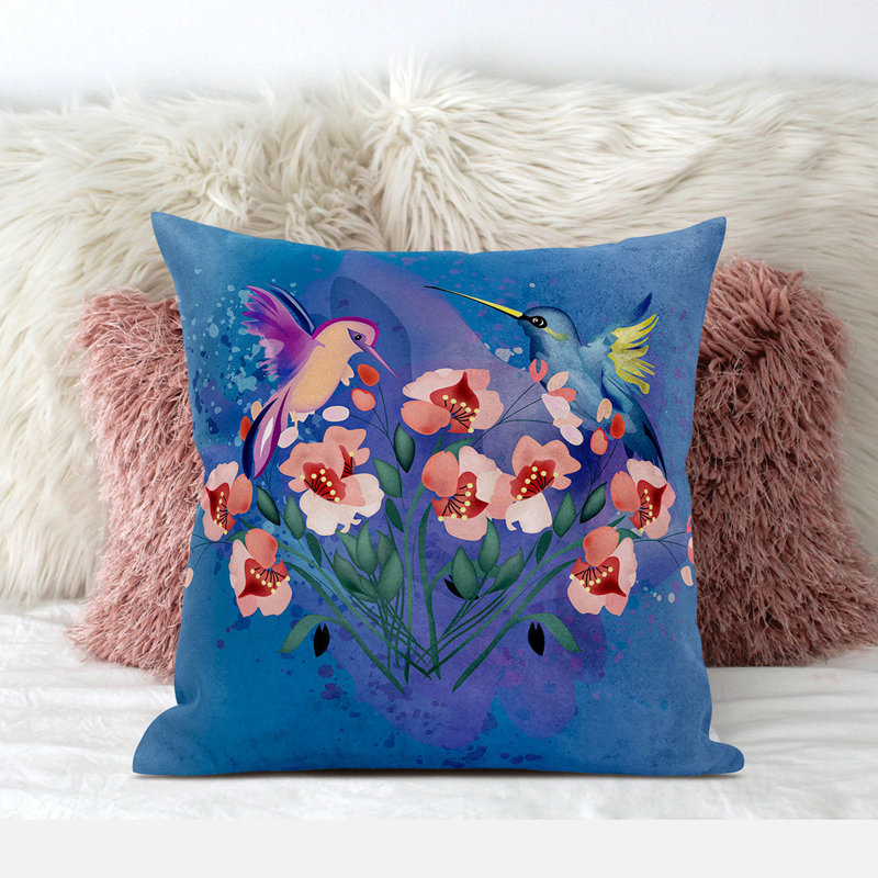 Coussin 18 x 18, Bleu / rose / gris