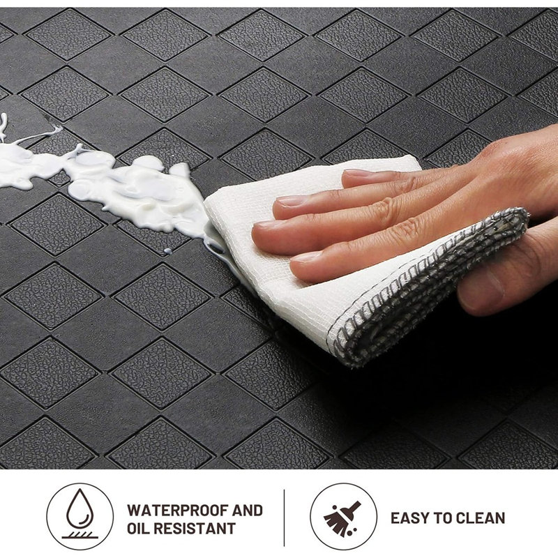 Tapis de cuisine Happytrends - noir - rembourré, anti-fatigue, épais, imperméable, antidérapant, confortable et ergonomique