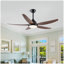 Ventilateur de plafond avec lampes, ventilateurs de plafond de 56 pouces avec télécommande, 5 vitesses, moteur à courant continu réversible à 6 vitesses pour patio, salon, chambre à coucher, porche