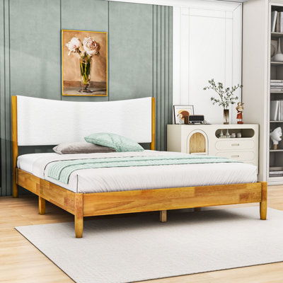 Elisabelle Queen Bed Frame with Teddy Velvet Upholstered Headboard and legs by Latitude Run