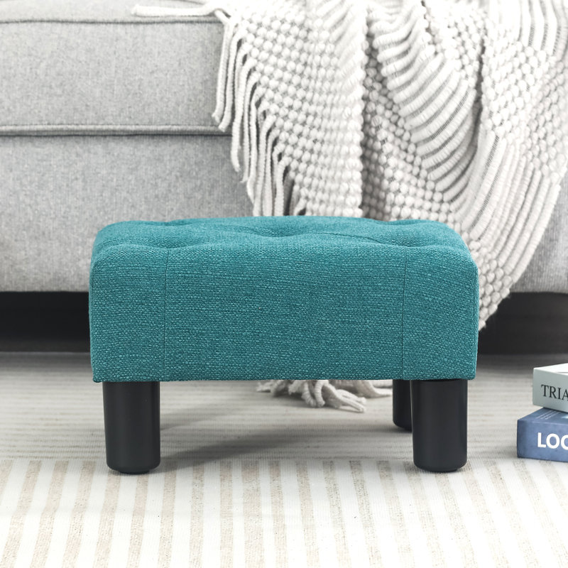 Glenland Upholstered Ottoman, Teal Linen