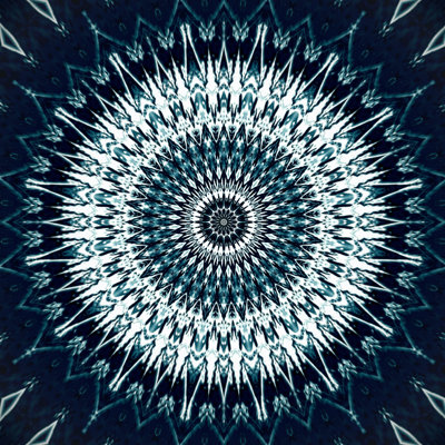 Mandala blanc et bleu marine indigo
