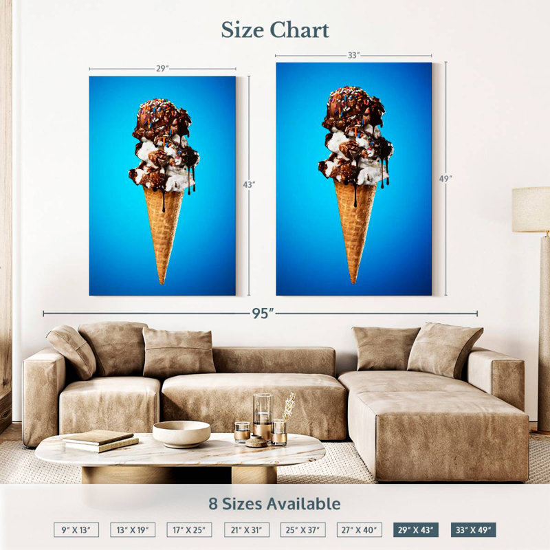 Triple cuillère à glace, H 51 po x l 34 po
