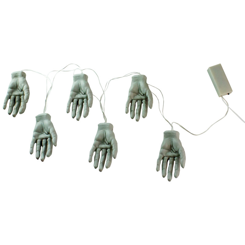 Ensemble de 6 lumières d'Halloween mains squelettes