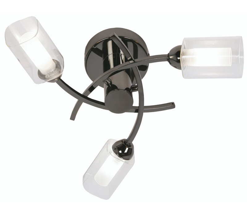 Glass Semi Flush Mount, Mirror Black