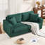 221cm Wide Corduroy Sofa with Square Armrests and 2 Throw Pillows-388862203