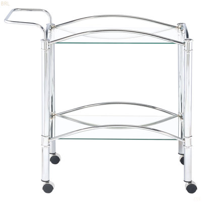 Porch & Den Chrome 2-Tier Rectangular Glass Shelf Metal Bar Cart