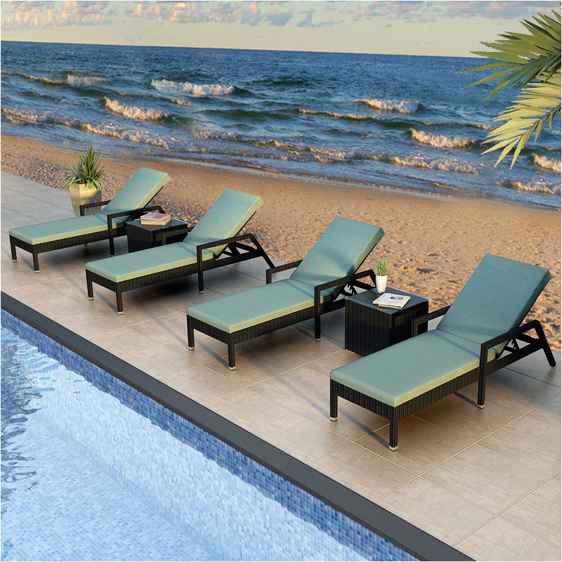 Obaid Outdoor Chaise Lounge, Coffee Bean, Canvas Henna Sunbrella® Canvas