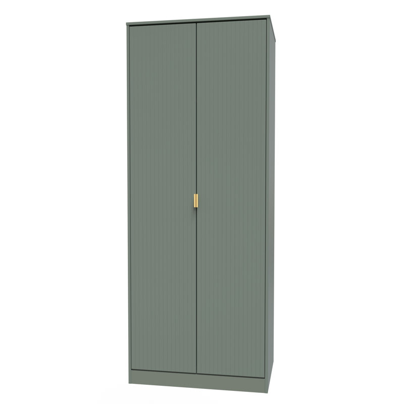 Fully Assembled 2 Door Wardrobe, 182.5cm H x 111cm W x 53cm D, Reed Green