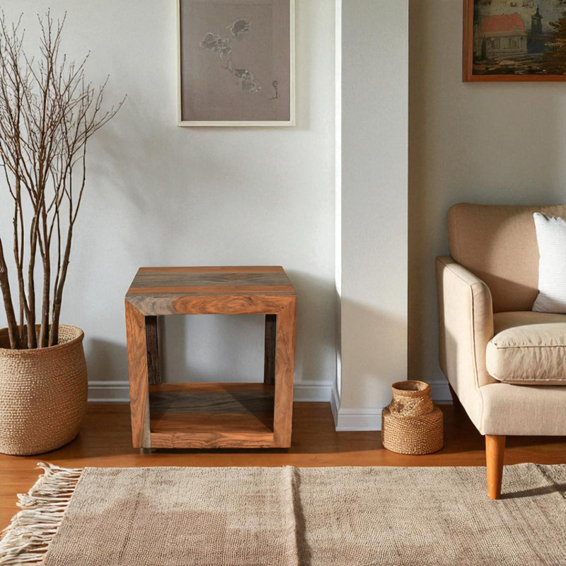 Goa Cube Solid Wood End Table