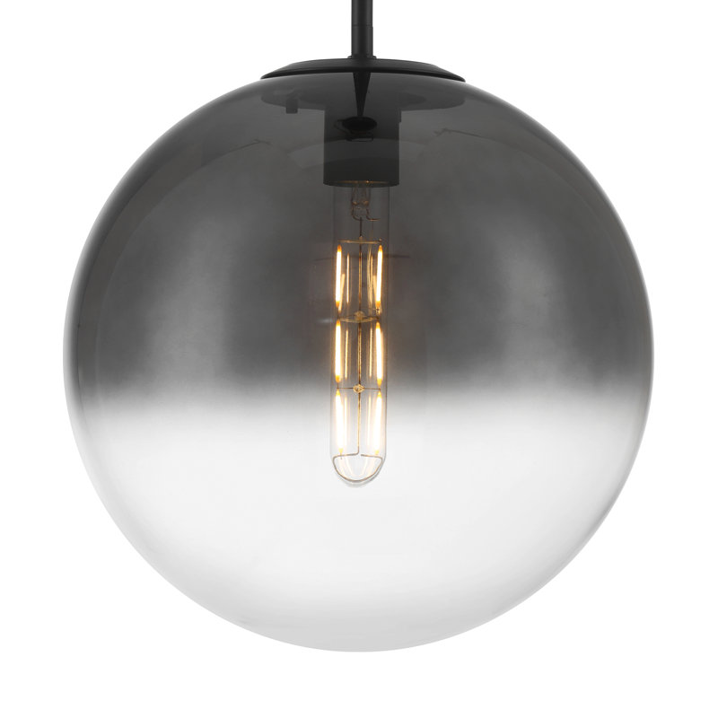 Luminaire suspendu en verre 12 po, Noir mat, Noir