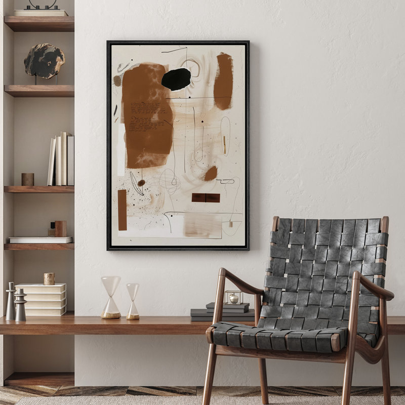 Illustration de formes abstraites brunes, Noir, H 36 po x l 24 po