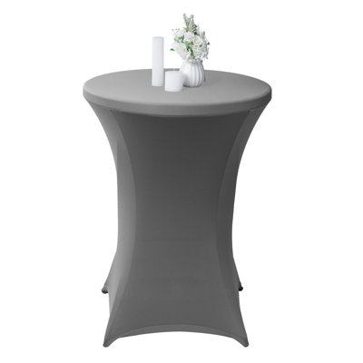 Restaurantware-Table Tek 32 x 43 Inch Round Table Covers, 1 Washable Spandex Tablecloths - Wrinkle-Free, Durable, Charcoal Gray Polyester Fitted Tablecloths, For Parties, Banquets, or Weddings,