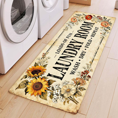 Sunflower Laundry Room Rug Runner 18x47 inch Non Slip Laundry Rugs And Mats For Laundry Room Decor Washable Runner Rugs For Farmhouse Kitchen Floor Bathroom Entryway Area Rugs