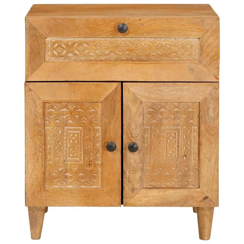 50cm W Solid Wood Bedside Table, Light Brown