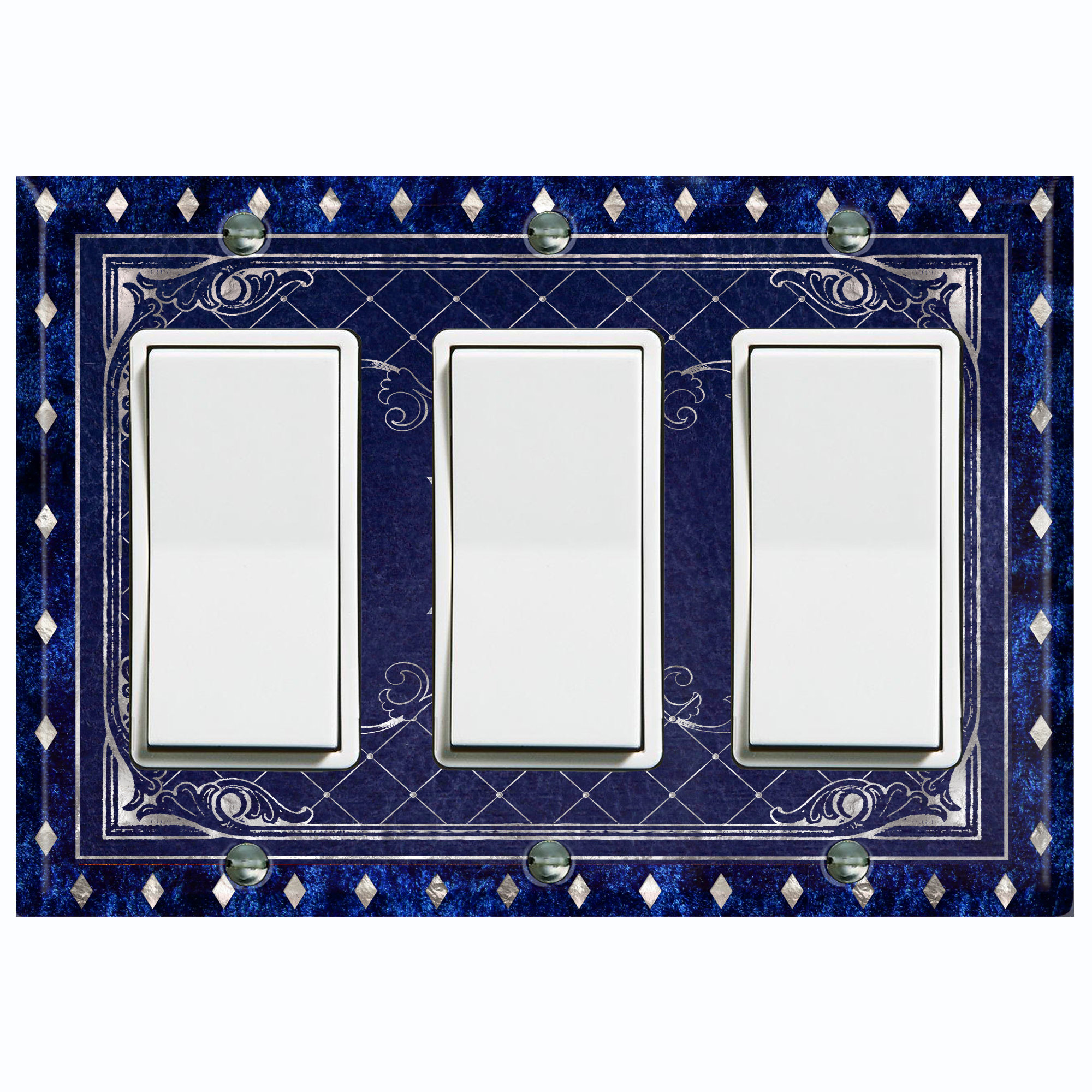 WorldAcc Metal Light Switch Plate Outlet Cover (Elegant Royal Blue Snow ...