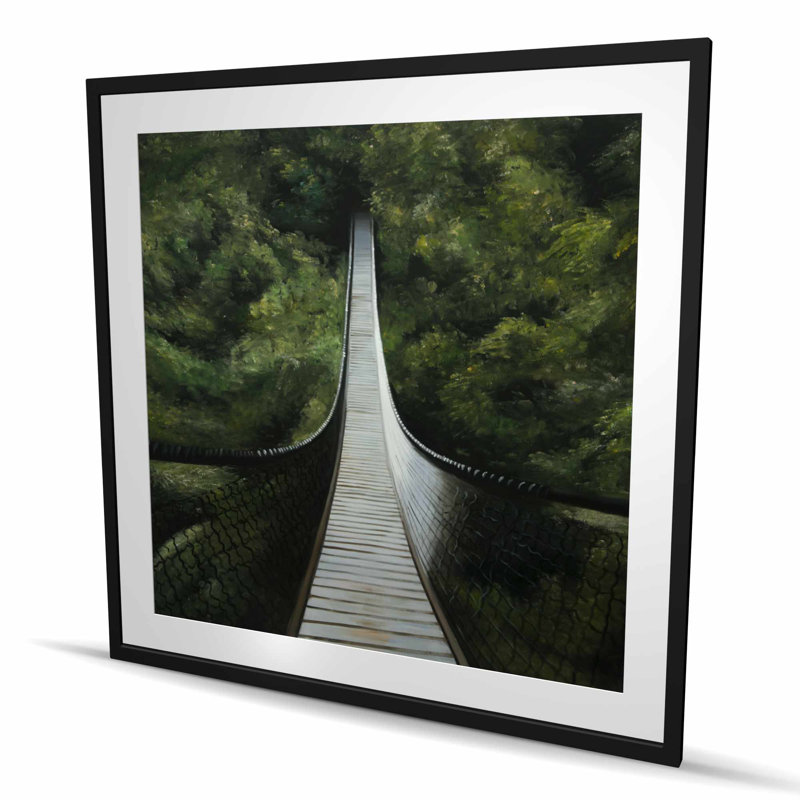 Pont suspendu dans la forêt - impression moderne avec passe-partout