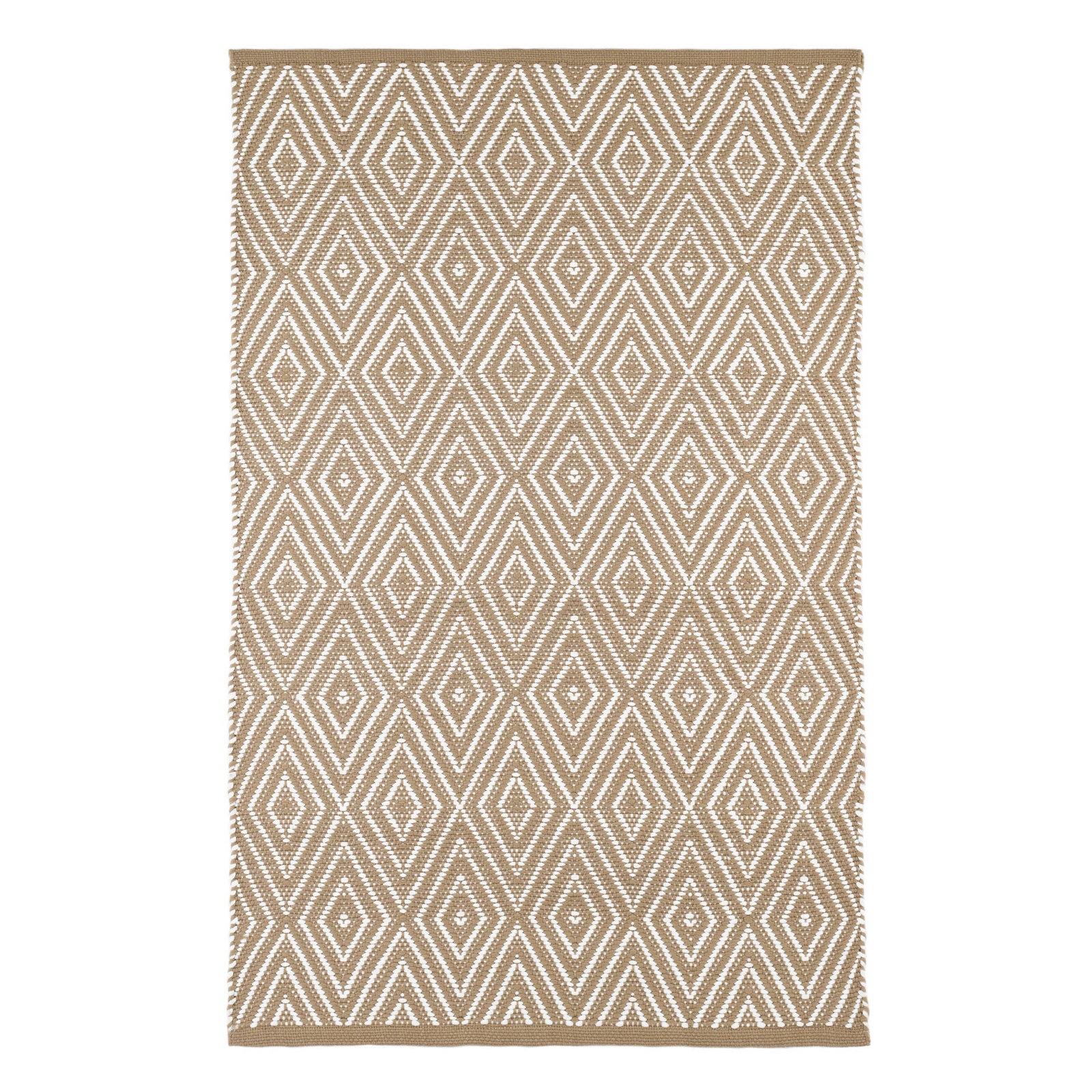 Diamond Handwoven Indoor/Outdoor Rug, Rectangle 7'6" x 9'6", Khaki/White